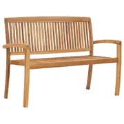 2-Seater Stacking Garden Bench 128.5 cm Solid Teak Wood vidaXL