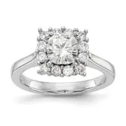 14k White Gold Cushion Halo Engagement Diamond Ring