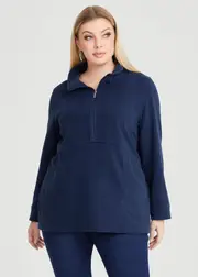[Taking Shape] Taking Shape Polar Fleece 1 / 2 Zip Top Size 16 in Navy - Plus Size Women's Clothing Navy