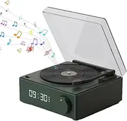 Speakers for Record Player | Vertical Record Player Wireless Speaker with Alarm Clock - Wireless Travel Speakers, Turntable Smart Speakers for Yard, Outdoor Activities
