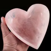 Large Rose Quartz Crystal Heart Bowl Handmade Crystal Home Office Decorative