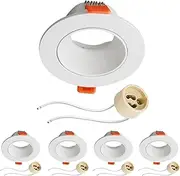 FEILEMAN GU10 Frame LED Downlight Fixture Housing MR16 Cut Out Spotlight Downlight Holder Spot Light Mounting Frame and Wire Connector Socket Set, 5 Pieces (Diameter: 3.54inch)