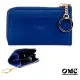 【OMC•植鞣革】L型拉鍊牛皮卡片鑰匙包零錢包95016-天藍