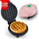 Mini Waffle Maker Pink Nonstick Round Breakfast Machine Portable Kitchen 220V