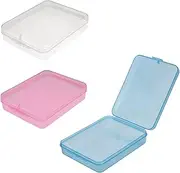 KRISMYA 3Pcs Portable Travel Cotton Pad Holder Cotton Swab Box Dispenser Small Cosmetic Pad Container Dental Floss Box Cosmetic Sponge Storage Box with Transparent Lid Case