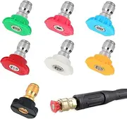 7 Piece Pressure Washer Spray Nozzle Tips, Wsimily 1/4" Quick Release Pressure Nozzle Tips, Stainless Multiple Degrees Connection Pressure Washer Tips for Car, Driveway, Garden Cleaning
