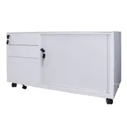 Fully Lockable Mobile Left Caddy White