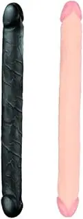 46 * 5 cm double-headed dildo with veins and double-headed glans, real double dildos butt plug sex toy for women(Black)