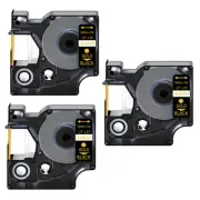 3PK Gold on Black Label Tape 1/2''×23ft For DYMO D1 45024 LabelManager 450 450D