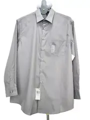 New Van Heusen Men's Dress Shirt Classic-Fit Poplin Grey Stone Size 16.5 - 32/33