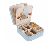 Travel jewelry case Travel jewelry box Travel Jewelry Organizer Small Jewelry Organizer Box for Girls Women with Mirror (Sky blue)