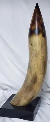 PREHISTORIC Rhino Horn Replica Custom ART 16" Realism MADE FROM WOOD