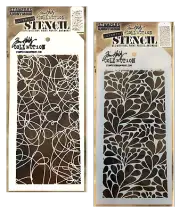 2 Tim Holtz Layering Stencils Scribble Lines String & Floral Splash Template Set