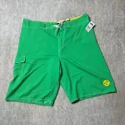 Vans Board Shorts Swim Trunks Off The Wall Green Yellow Accents 38