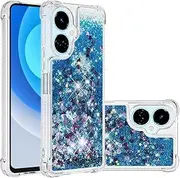 [WVYMX] Case for Tecno Camon 19 Glitter Quicksand Liquid Soft TPU Silicone Shockproof Protective Thin Cover Women Girls Phone Case for Tecno Camon 19 Blue