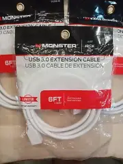 3-pack Monster 6’ High Performance USB 3.0 Extension Cable New in Bags 141098-00