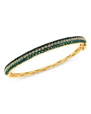 Bloomingdale's Fine Collection Emerald and Diamond Bangle Bracelet in 14K Yellow Gold