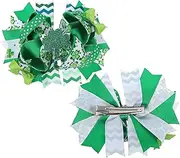 SUPVOX 2pcs Shamrock Hair Clips for Patrick's Day Hair Bow Accessories for Holiday Parties and Photo Booth Easy to Attach for Outfits