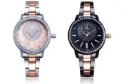 Stylish Women's Diamond-Studded Steel Business Watch with Minimalist Design