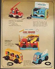 VINTAGE AD SHEET #1652 - PULL ALONG FIRE ENGINE - POLICE CAR - TOYS