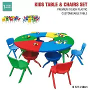 Kids Table and Chair Set Children Activity Toddler Large Plastic 6 Chairs 127x50