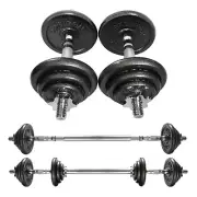 PROIRON 20kg Cast Iron Adjustable Dumbbell Set Hand Weight Changed into Barbell
