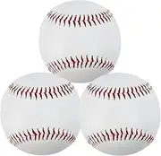 3Pack Practice Baseballs, Blank Baseball, Standard 9” Adult Youth Leather Covered Soft/Hard Balls for Team Game Competition Pitching Catching Training