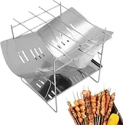 Huvqianu Wood Burning Stove | Portable Wood Stove,Stainless Steel Gear Foldable Grill for Survival BBQ Family Parties Fishing Picnics Backpacking Outdoor