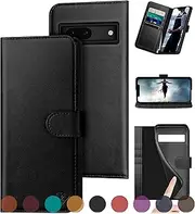 [DuckSky] for Google Pixel 7A Genuine Leather Wallet case 【RFID Blocking】【4 Credit Card Holder】【Real Leather】 Flip Folio Book Phone case Protective Cover Women Men for Pixel7A case Black
