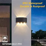 Outdoor/Indoor Wall Lamp IP65 Waterproof LED Aluminum, 6W 3000K Up and Down Warm White Lighting Outdoor Double-Head Curved Wall Light for Bedroom Living Room S