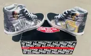 New CUSTOM Art Vans Sk8-Hi Tapered Canvas True White Sneaker Men Sz 9 Women 10.5