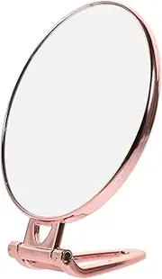 Ipetboom Sleek Metal Double-Sided Mirror Handheld Makeup Mirror for Women Compact Folding Design for Home Travel Use
