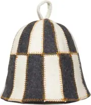 Wool Sauna Hat Checkered - Banya Hat for Men and Women, Sauna Cap in Grey and Wh