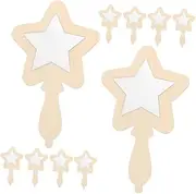 12pcs Small Wooden Mirror Crafts Mirror Painting Wooden Hand Mirror Small Craft Mirrors Hand Mirrors Wood Portable Wooden Mirror Wood Handle Mirror Mirror Beige