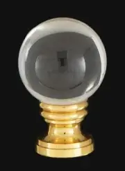 B&P Lamp® Smooth Crystal Design, 30mm Ball Finial, Solid Brass Brass Base