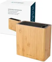 KITCHENDAO XL Bamboo Universal Knife Block with Slots for Scissors and Sharpening Rod-Knife Holder For Safe, Space Saver Knives Storage-Detachable for Easy Cleaning-Unique Slot Design to Protect Blade