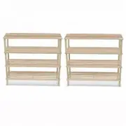 Wooden Shoe Rack 4-Tier Shoe Shelf Storage 2 pcs