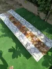 Handmade Dining Table Top White Agate with Petrified Stone Luxury Furniture Deco