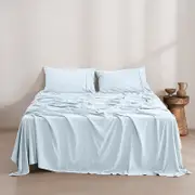 Dreamaker Superfine Washed Microfibre Sheet Set Ice Blue (Single, King Single, Double, Queen, King, Super King)