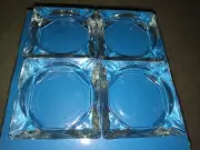 Lot x 4 Mid Century Modern Classic Square Clear GLASS ASHTRAY 3.5" Retro Anchor