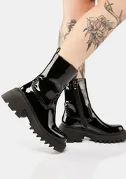 [SIMMI] Candace Patent Platform Ankle Boots