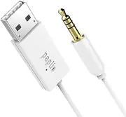 BlueStream Paplio Bluetooth Handsfree Adapter - Bluetooth Receiver with 3.5mm AUX for Music / Navigation Streaming and Microphone for Calls (White)