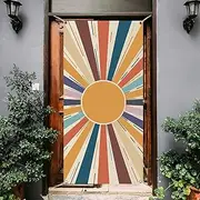 arricraft 1 Pcs Bohemian Sun Theme Door Cover, Colorful Sunshine Polyester Banner Photography Background Backdrop for Door Wall Porch Indoor Outdoor Decoration 35.4x72.8 inch