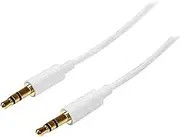 StarTech.com 3m White Slim 3.5mm Stereo Audio Cable - 3.5mm Audio Aux Stereo - Male to Male Headphone Cable - 2X 3.5mm Mini Jack (M) White