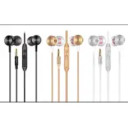 Metallic Earbud Stereo Wired 3.5mm Jack in-Ear Headset w/Mic (iPhone Compatible)