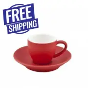48x Espresso Cup & Saucer Rosso Red 75mL Bevande Cono Expressso Coffee Cups