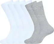 [AJ DEZINES] Women's Dress Socks Moisture-Wicking Cotton Blend - Pack of 3, 2 White, 1 Grey
