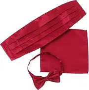 [SAFIGLE] Men's Tuxedo Suit Accessory Set Bow Tie Pocket Square Cummerbund Stylish for Special Occasions