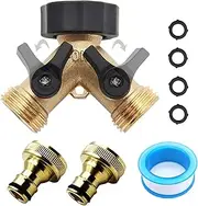 Resszo 2-Way Y-Splitter for Garden tap, Double Connection Washing Machine Connection, Hose Connection tap, 2 x tap Adapter, 3/4 inch Brass for Connecting 2 Devices