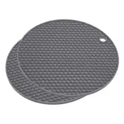 Silicone Trivet Mats 2pcs, Round Hot Pan Pads Beehive Drying Mat Deep Gray